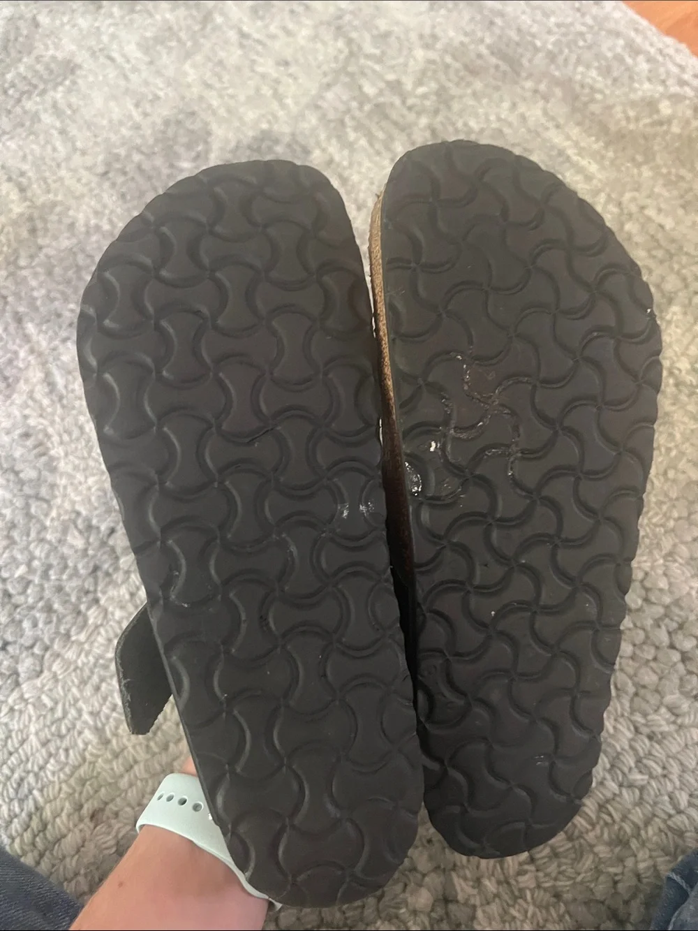 Women’s Birkenstock Big Buckle Gizeh sandal in black with silver